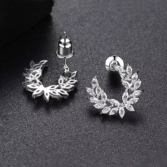 Zircon  Crystal Tree Leaf Cute Earring - Picture 2 of 8